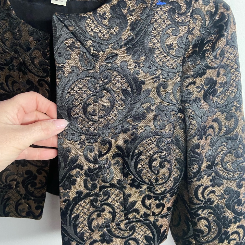 LOFT Black and Gold Brocade Blazer - Picture 5 of 6